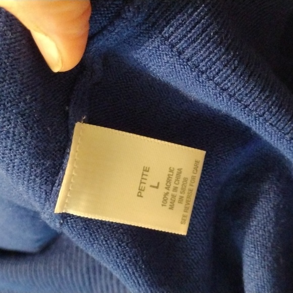 DressBarn Blue Button-up Cardigan Sweater Rosettes Bling Buttons Sz PL - Picture 9 of 9